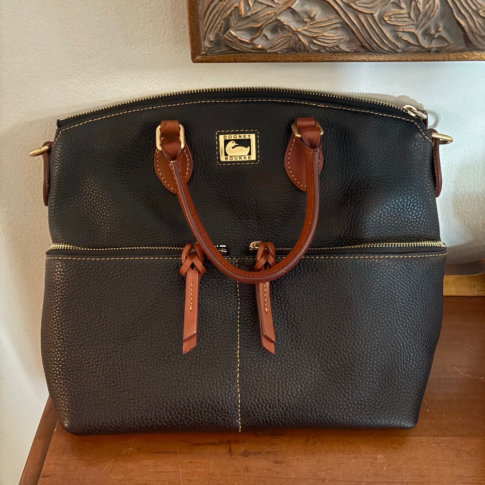 Rooney & Bourke Pebble Leather Large Pocket Satchel